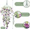 3 Pcs Artificial Hanging Flowers for Outdoors, UV Resistant Purple Daisy and Eucalyptus Faux Silk Plants, Hanging Basket Floral Decor for Porch, Garden, Patio and Home Decoration